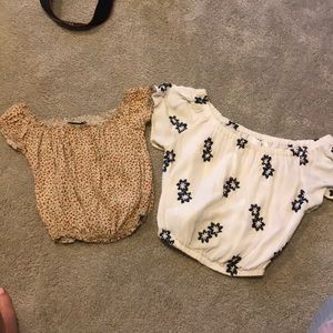 2 off the shoulder crop tops!